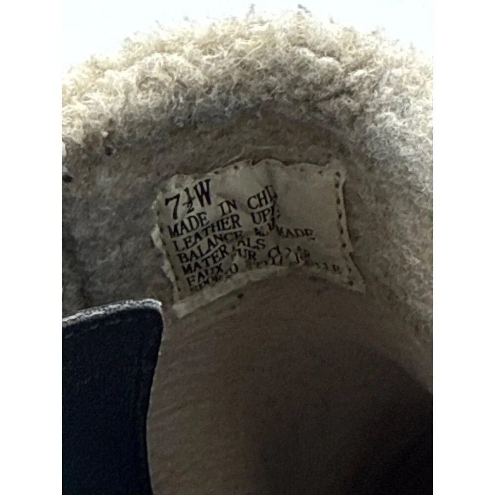 Sporto Womens Leather & Suede Ankle Boots With Faux Fur Lining 7.5W Blue
